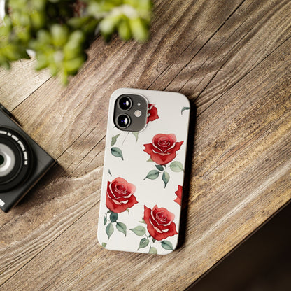 Slim Phone Cases - Roses (White)