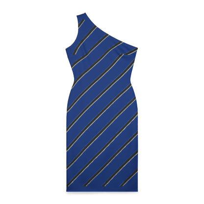 Striped - Shoulder Dress (Blue)