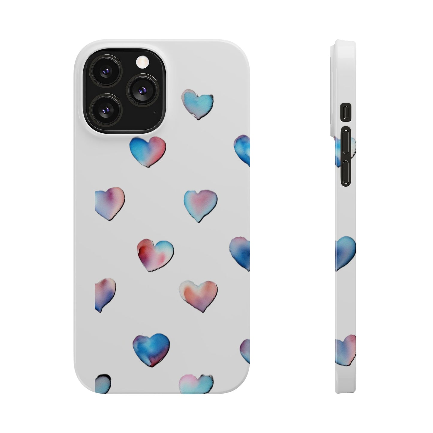 Slim Phone Cases - Hearts (White)