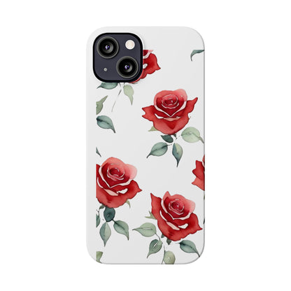 Slim Phone Cases - Roses (White)