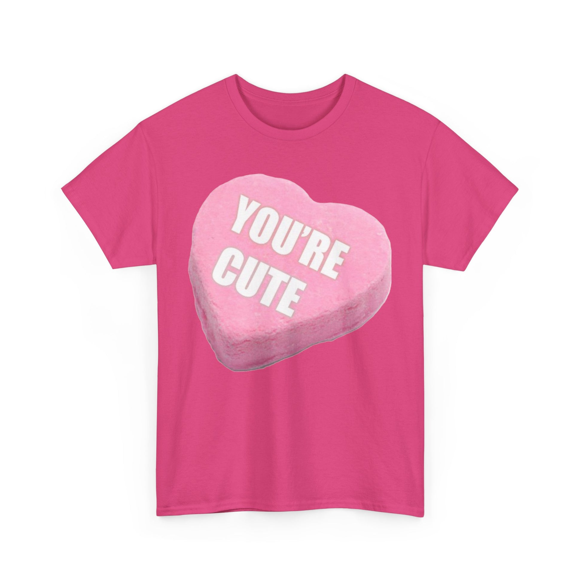 Candy Heart - "You're Cute" - Unisex Heavy Cotton T-Shirt - Better Mode