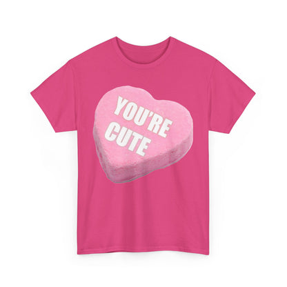 Candy Heart - "You're Cute" - Unisex Heavy Cotton T-Shirt - Better Mode