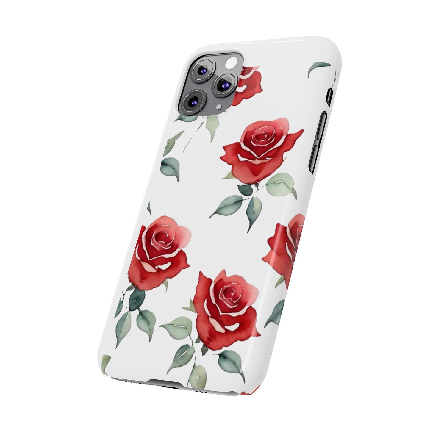 Slim Phone Cases - Roses (White)