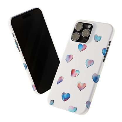 Slim Phone Cases - Hearts (White)