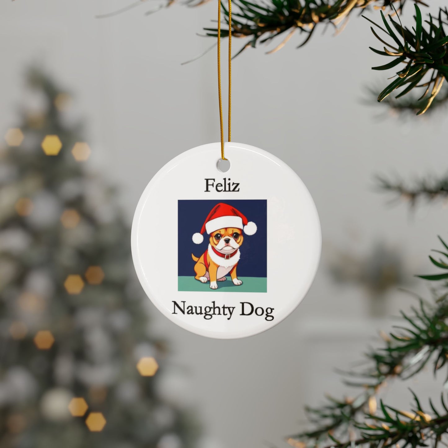 Christmas - Feliz Naughty Dog 1 - Ceramic Ornaments - Better Mode