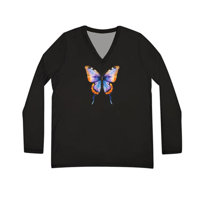 Butterfly Long Sleeve V-neck Shirt