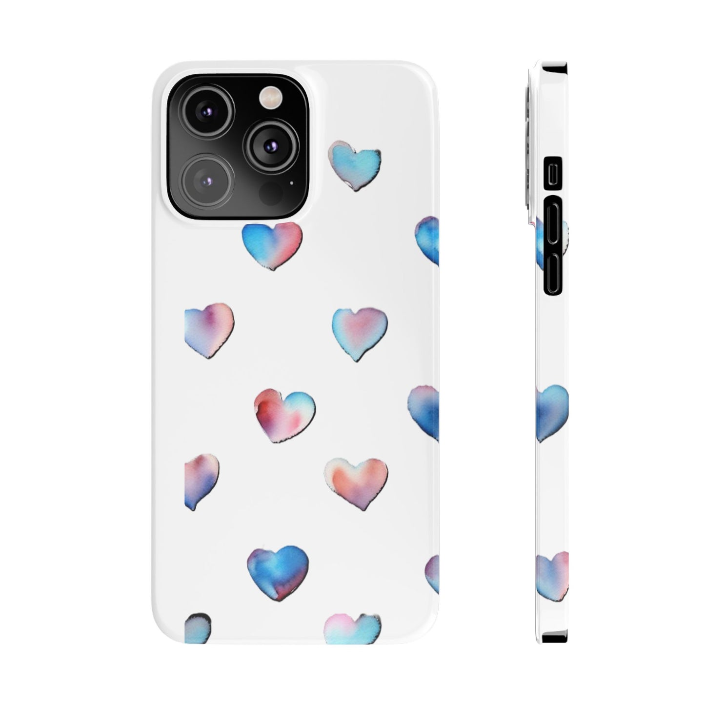 Slim Phone Cases - Hearts (White)