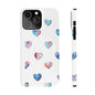 Slim Phone Cases - Hearts (White)