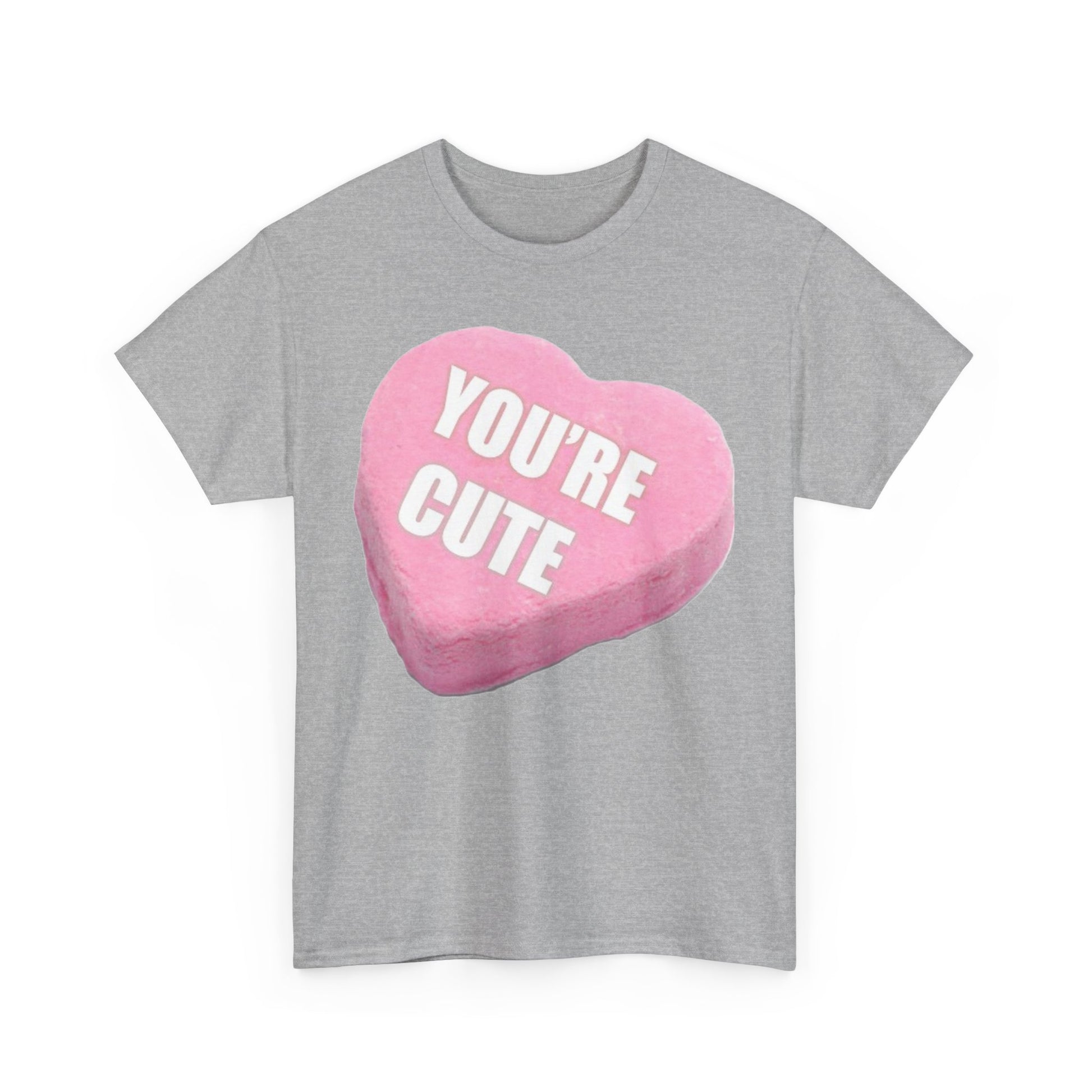 Candy Heart - "You're Cute" - Unisex Heavy Cotton T-Shirt - Better Mode