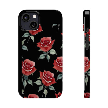 Slim Phone Cases - Roses (Black)