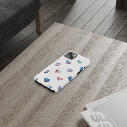 Slim Phone Cases - Hearts (White)