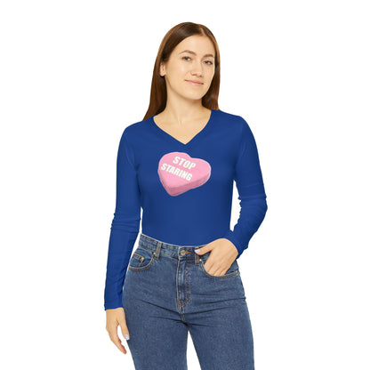 Candy Heart Women's Long Sleeve V-neck Shirt