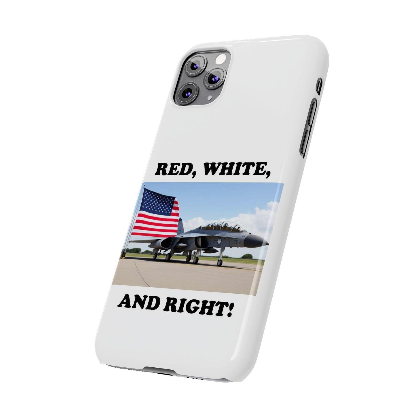 Red, White - (White)Slim Phone Cases