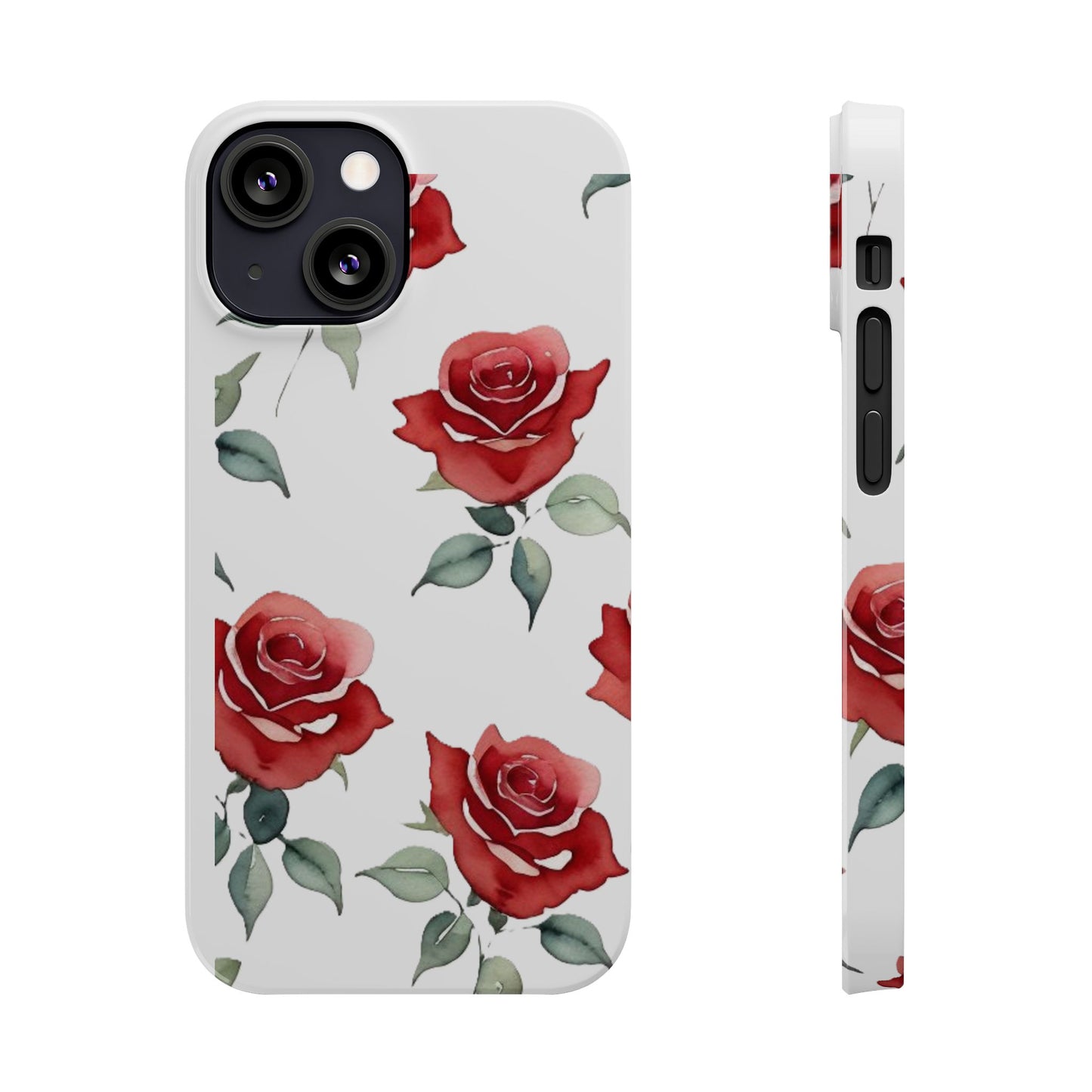 Slim Phone Cases - Roses (White)