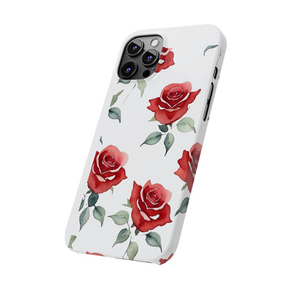 Slim Phone Cases - Roses (White)