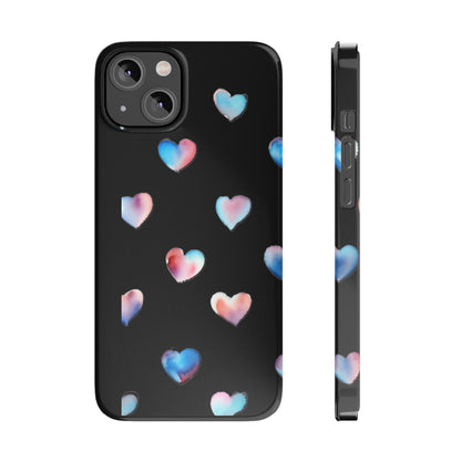 Slim Phone Cases - Hearts (Black)