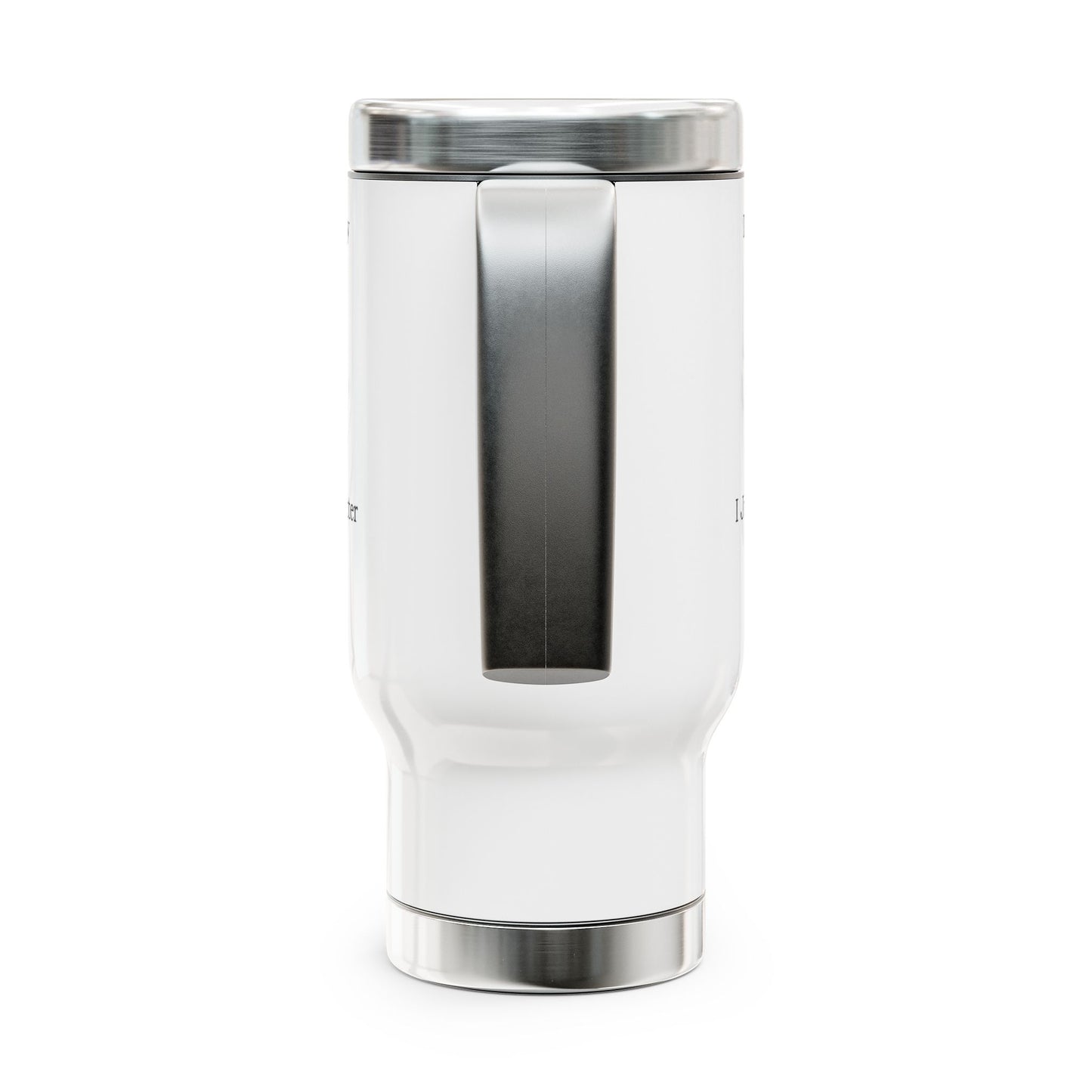 Bossy... Ideas - Stainless Steel Travel Mug with Handle, 14oz (White)