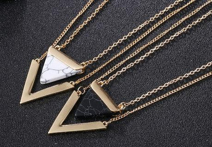 Marble Stone Triangle Necklaces - Better Mode