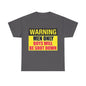 Warning - Men Only Boys Shot Down - Unisex Heavy Cotton T-Shirt