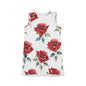 A-line Sleeveless Dress - Roses - (White)