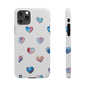 Slim Phone Cases - Hearts (White)