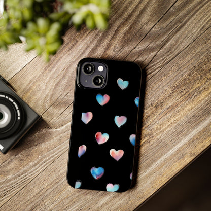 Slim Phone Cases - Hearts (Black)