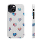 Slim Phone Cases - Hearts (White)