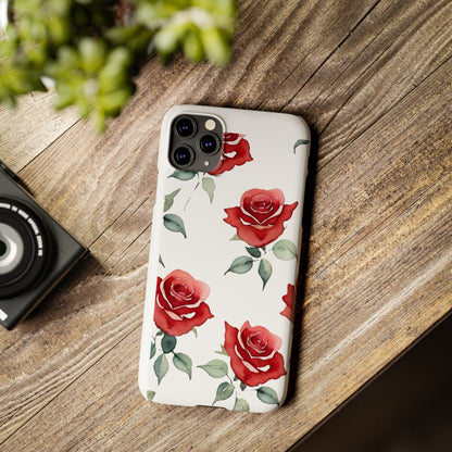 Slim Phone Cases - Roses (White)