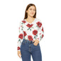 Rose Pattern Long Sleeve V-neck Shirt