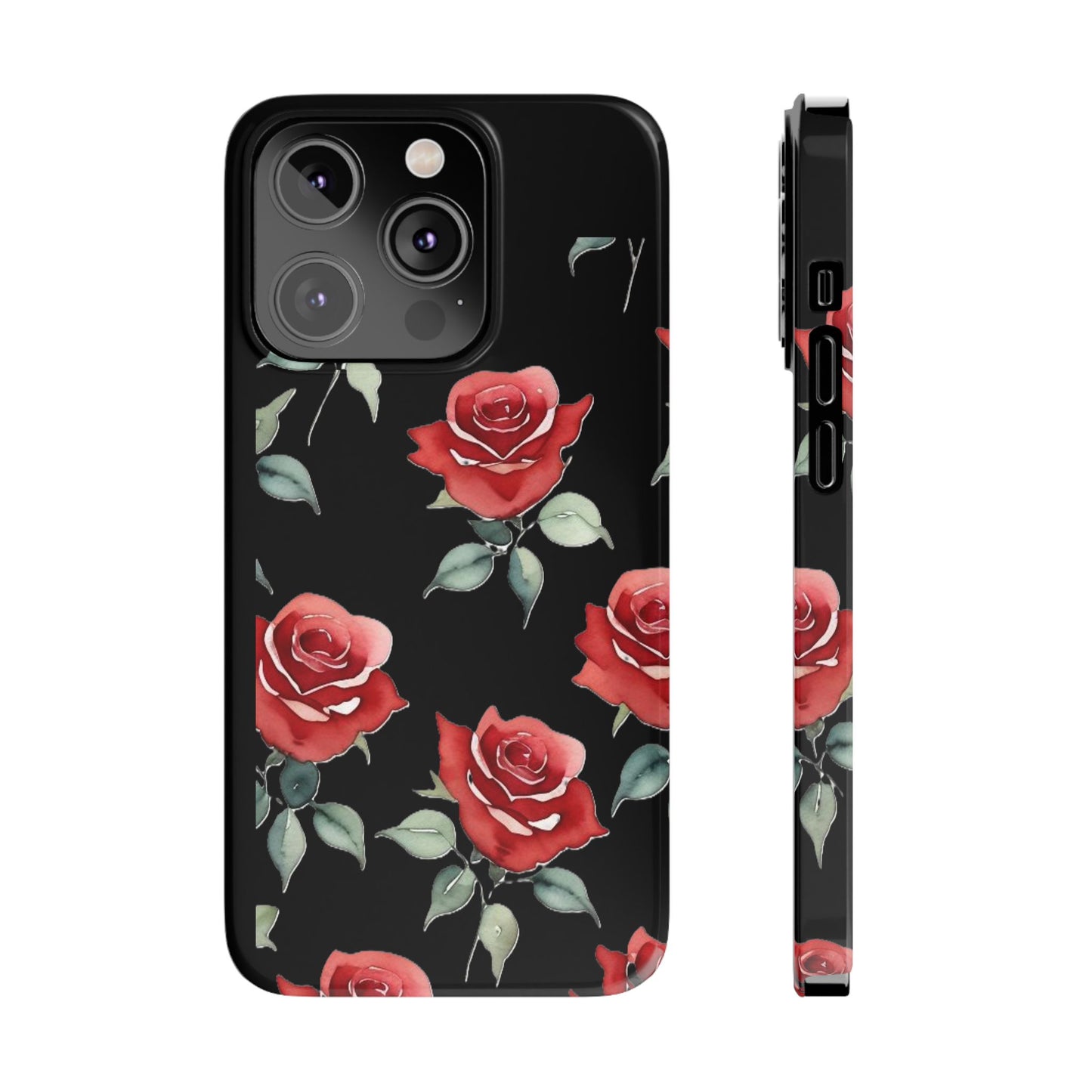 Slim Phone Cases - Roses (Black)