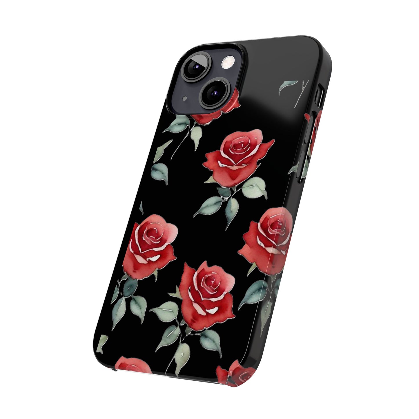 Slim Phone Cases - Roses (Black)