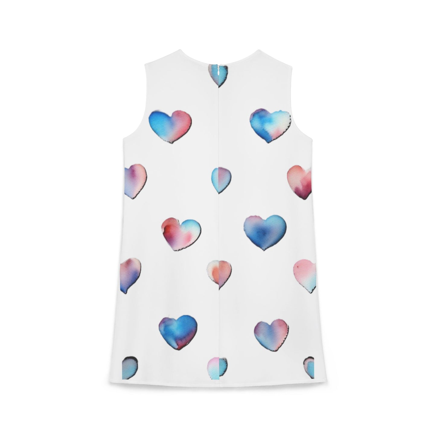 A-line Sleeveless Dress - Hearts (White)