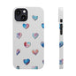 Slim Phone Cases - Hearts (White)