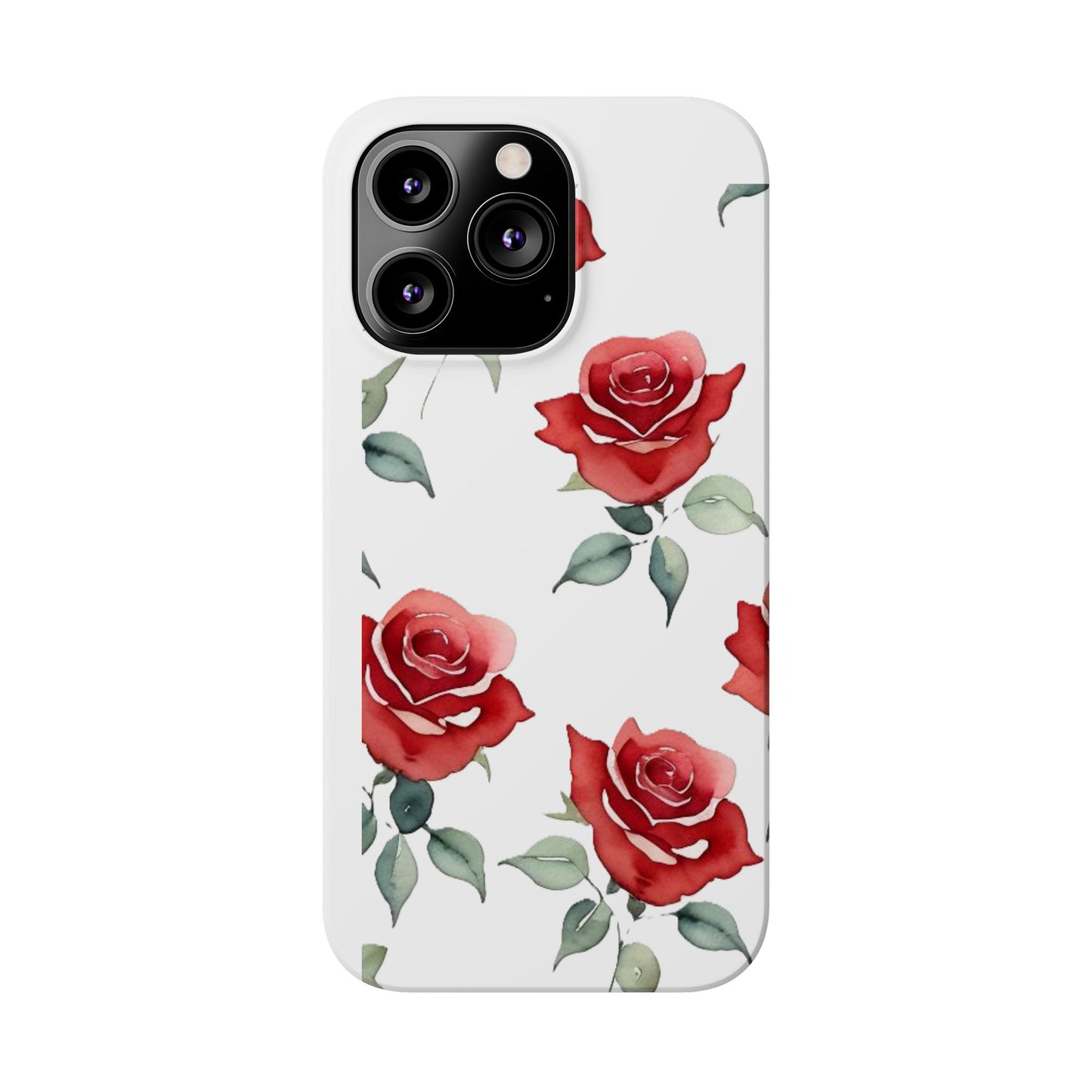 Slim Phone Cases - Roses (White)