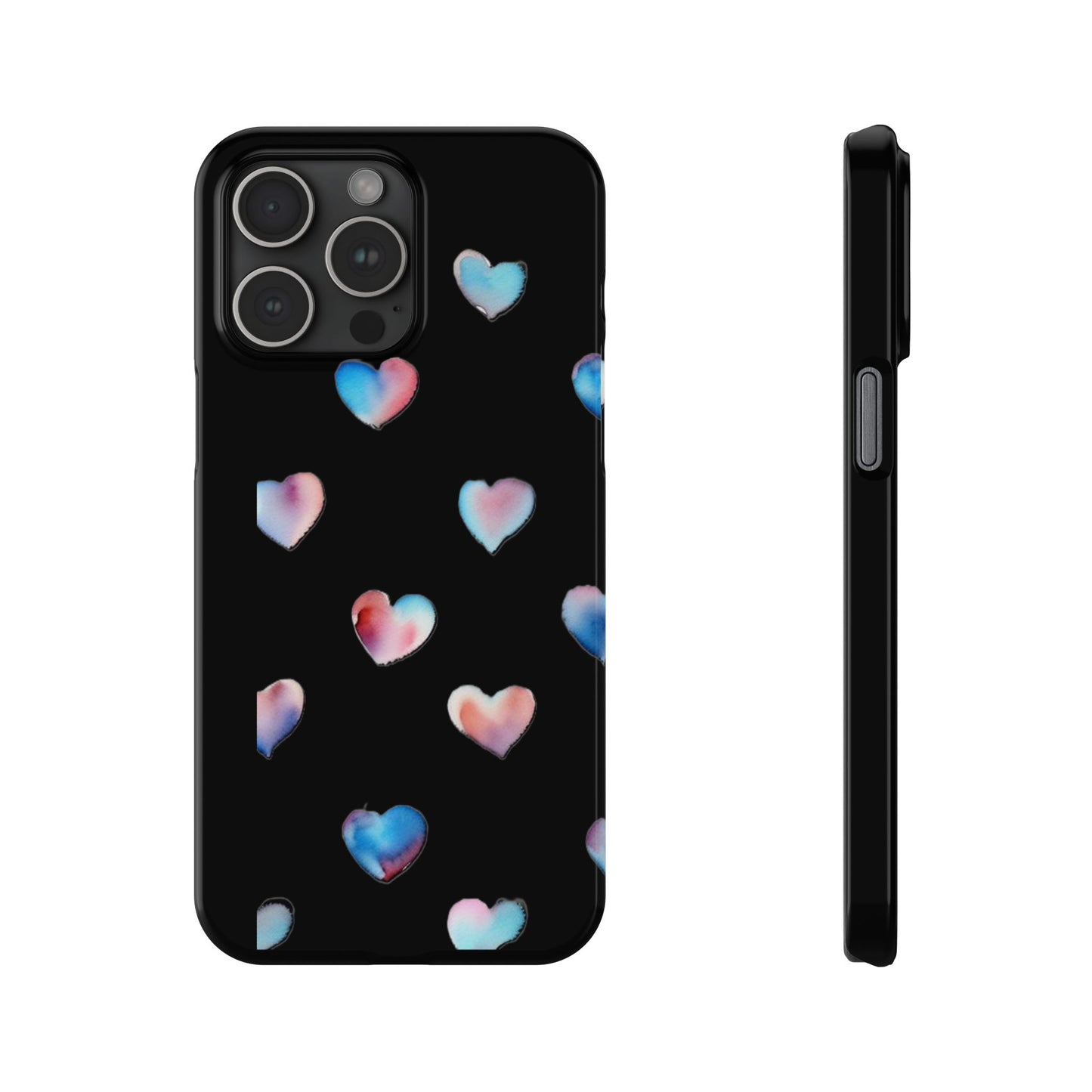 Slim Phone Cases - Hearts (Black)