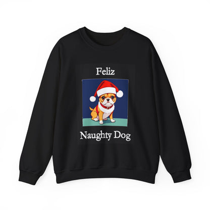 Christmas - Feliz Naughty Dog 1 (Black) - Unisex Heavy Blend™ Crewneck Sweatshirt - Better Mode