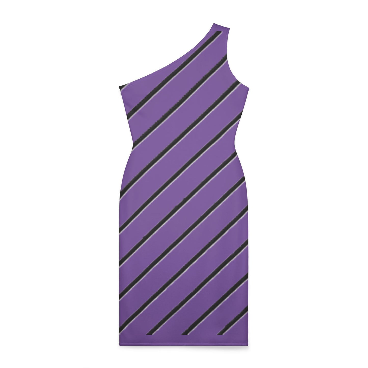 Striped - Shoulder Dress (Purple)