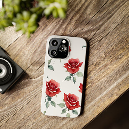 Slim Phone Cases - Roses (White)