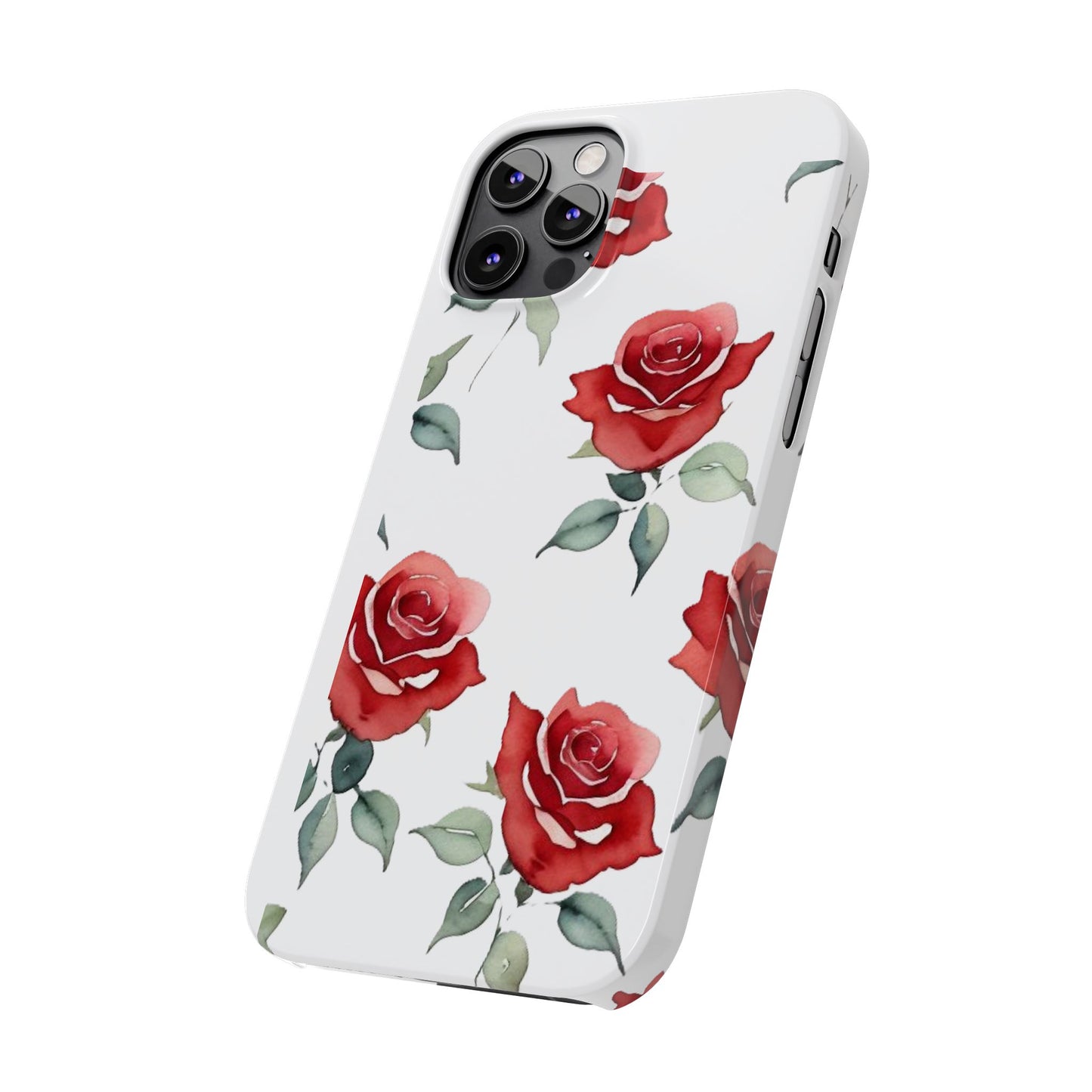 Slim Phone Cases - Roses (White)