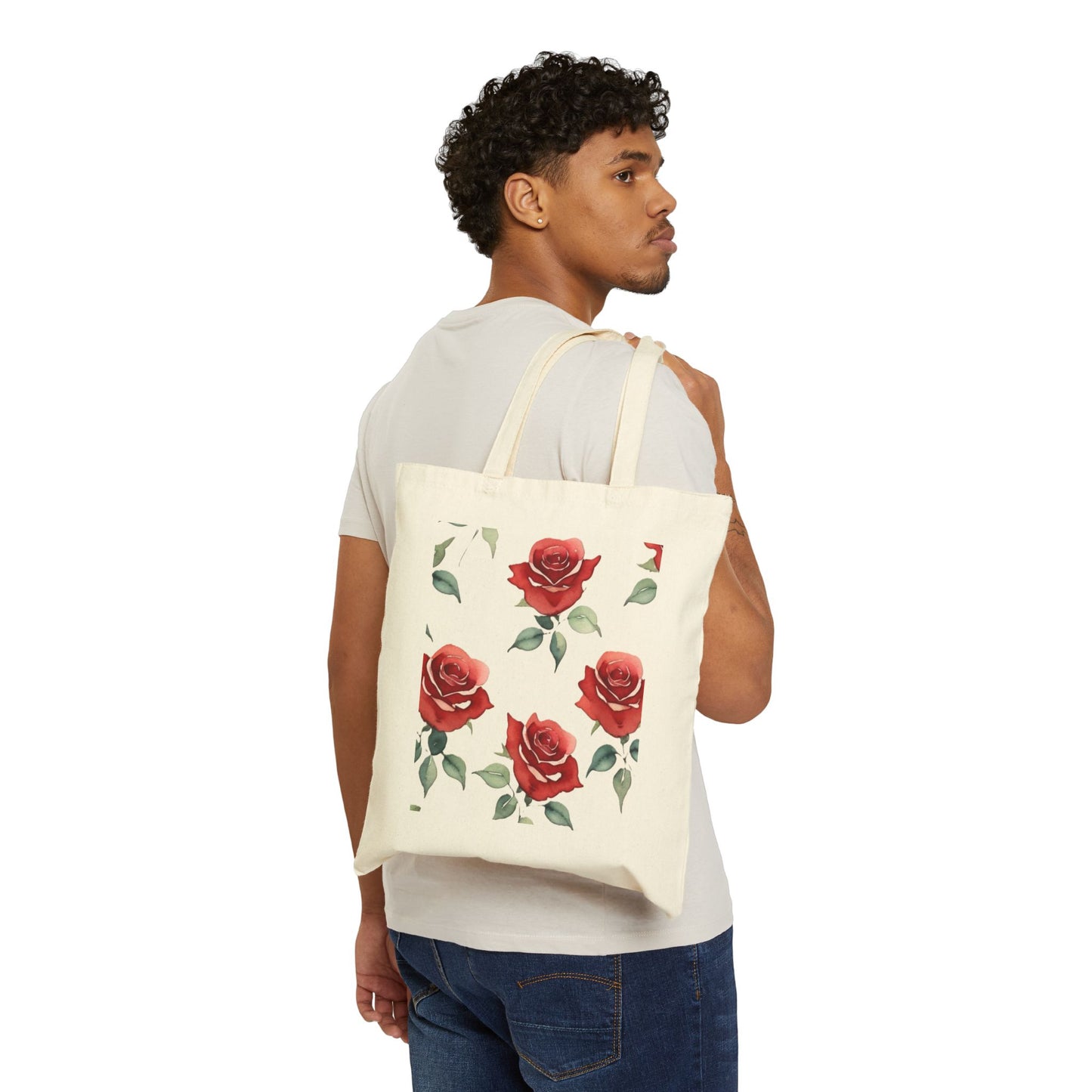 Rose Pattern - Cotton Canvas Tote Bag