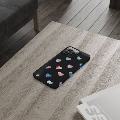 Slim Phone Cases - Hearts (Black)