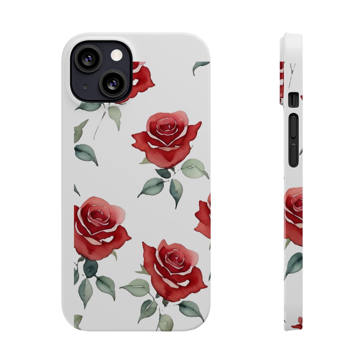 Slim Phone Cases - Roses (White)