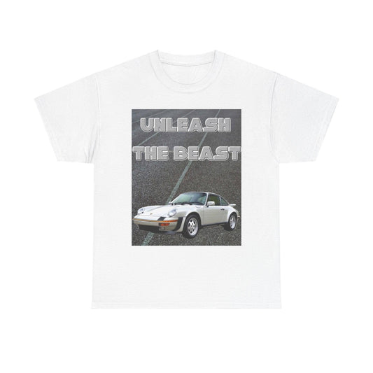 Unleash The Beast Classic Cars White - Unisex Heavy Cotton T-Shirt