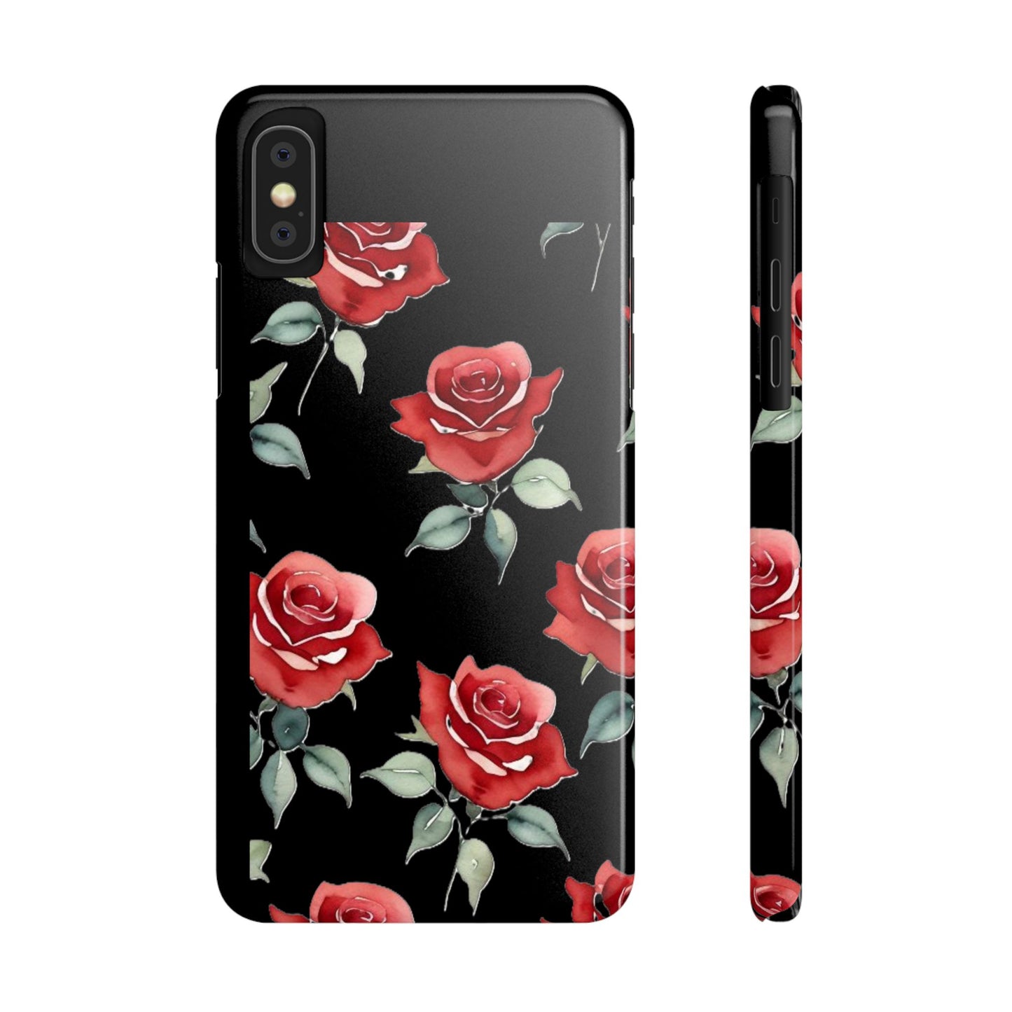 Slim Phone Cases - Roses (Black)