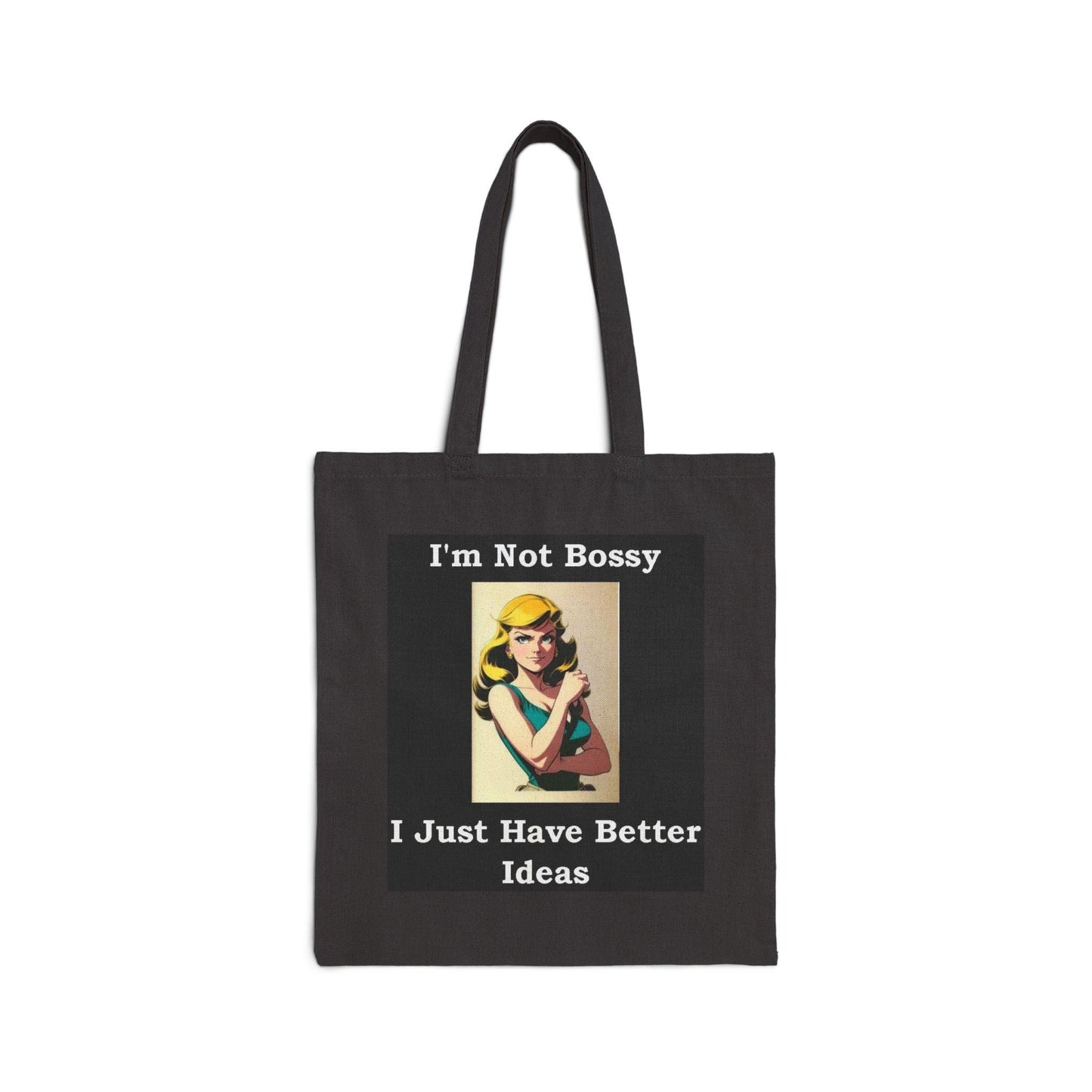 Bossy (Black) - Cotton Canvas Tote Bag