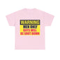 Warning - Men Only Boys Shot Down - Unisex Heavy Cotton T-Shirt