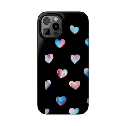 Slim Phone Cases - Hearts (Black)