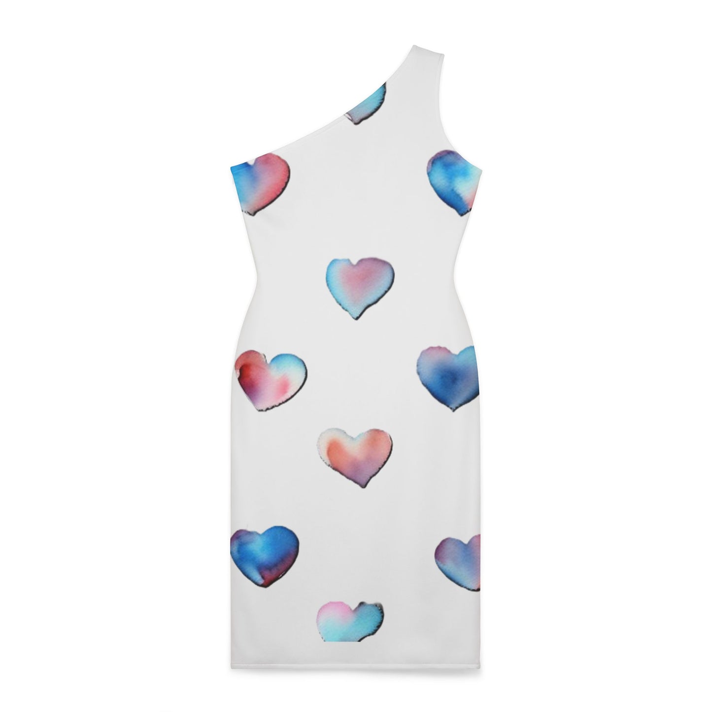 Shoulder Dress - Hearts - (White)