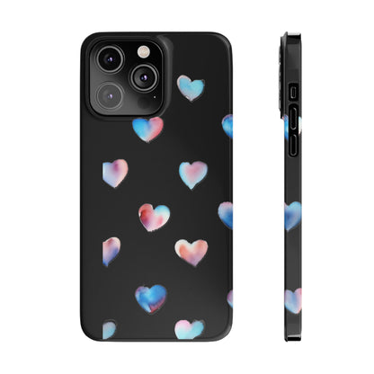 Slim Phone Cases - Hearts (Black)