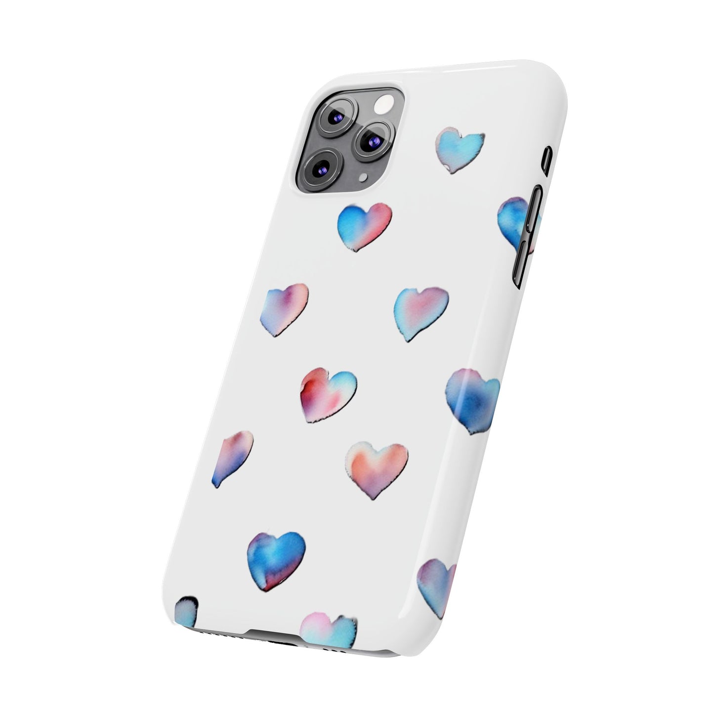 Slim Phone Cases - Hearts (White)